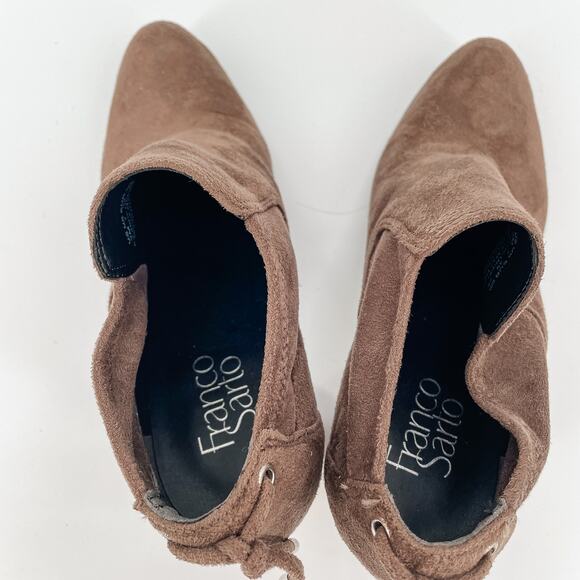 Franco Sarto Brown Suede Heeded Booties // 9 - Picture 4 of 9